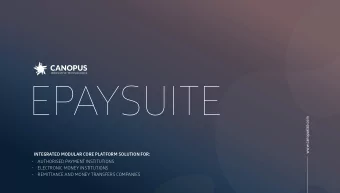 EPAYSUITE  INTEGRATED MODULAR CORE PLATFORM SOLUTION FOR:  AUTHORISED PAYMENT INSTITUTIONS