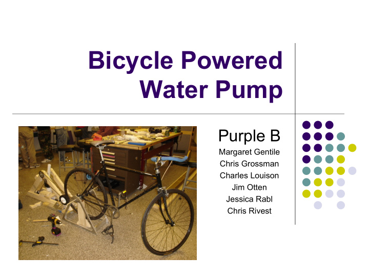 bicycle powered water pump