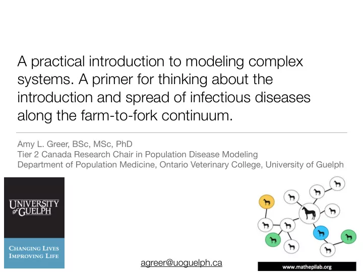 a practical introduction to modeling complex systems a