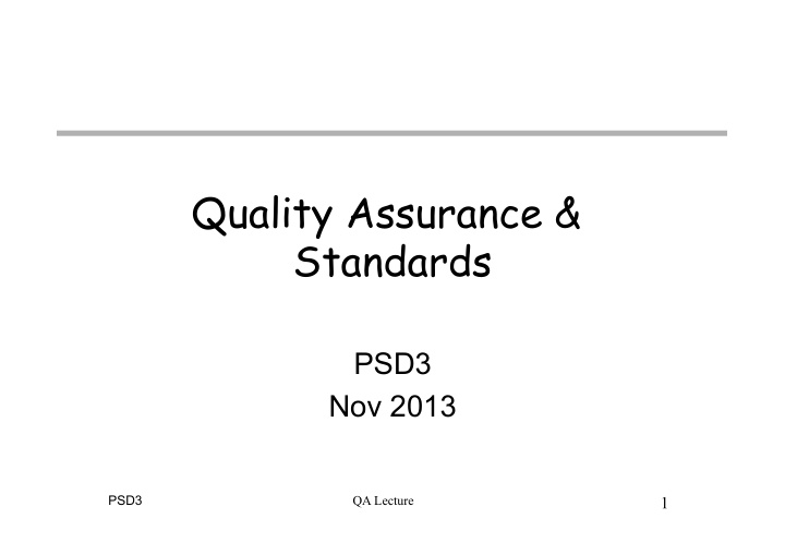 quality assurance standards