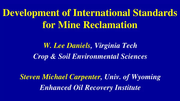 development of international standards for mine
