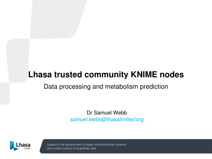 lhasa trusted community knime nodes