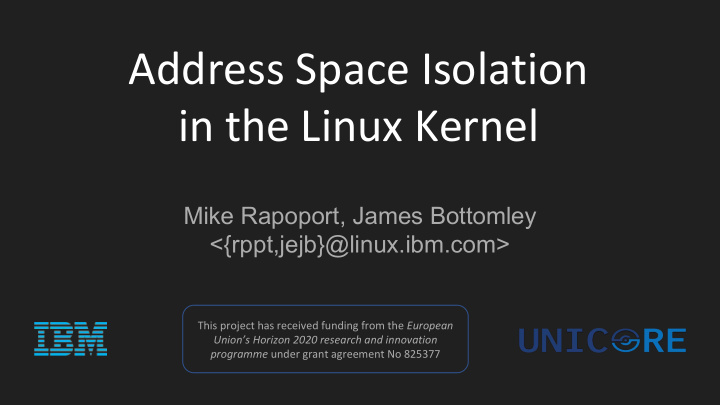 address space isolation in the linux kernel