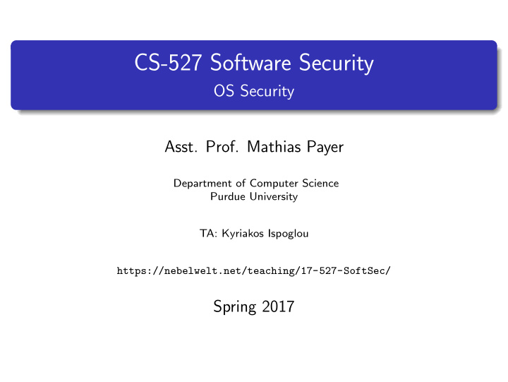 cs 527 software security