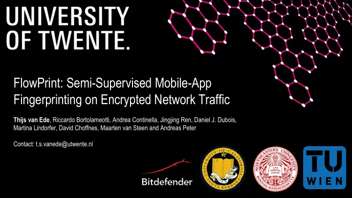 flowprint semi supervised mobile app fingerprinting on