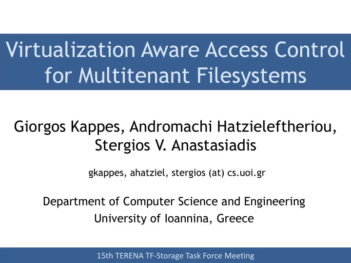 for multitenant filesystems