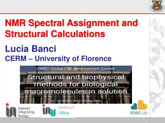 NMR Spectral Assignment and  Structural Calculations  Lucia Banci CERM  University of Florence