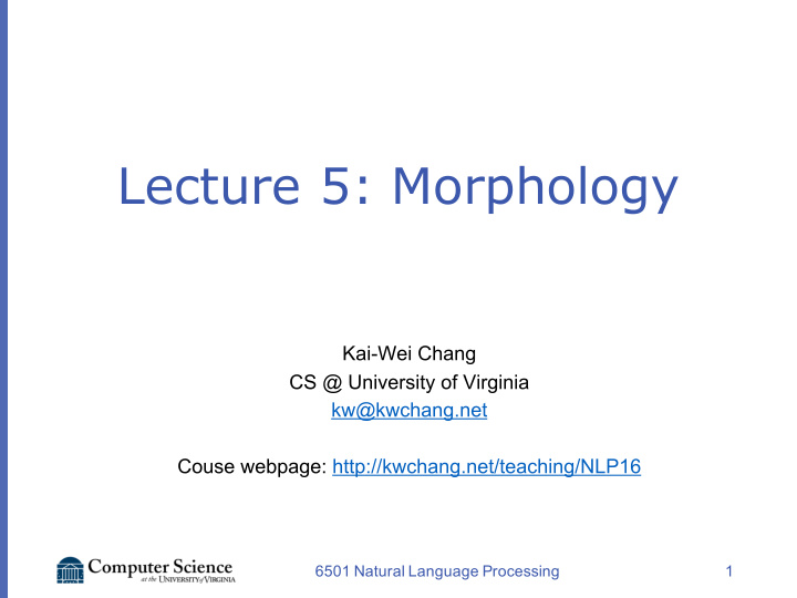 lecture 5 morphology