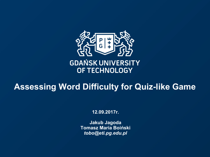 assessing word difficulty for quiz like game
