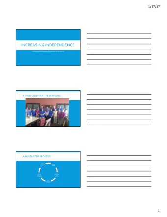 INCREASING INDEPENDENCE  A Collaborative Experience with Hampton Inn and ESU 13  A TRUE COOPERATIVE