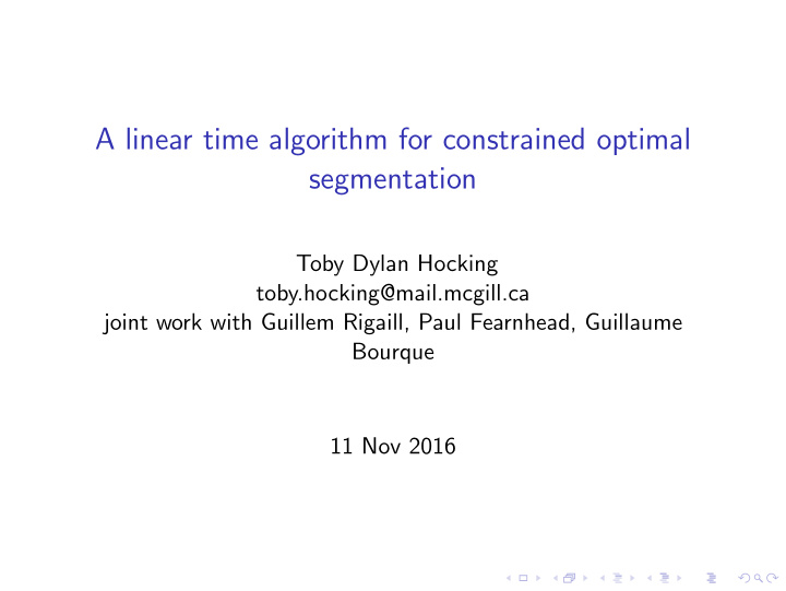 a linear time algorithm for constrained optimal