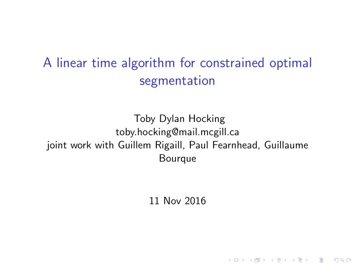 a linear time algorithm for constrained optimal