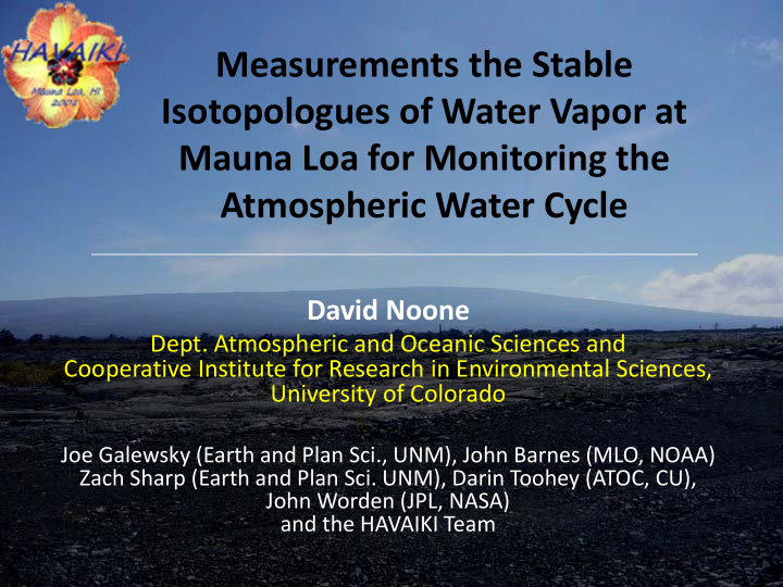 measurements the stable isotopologues of water vapor at