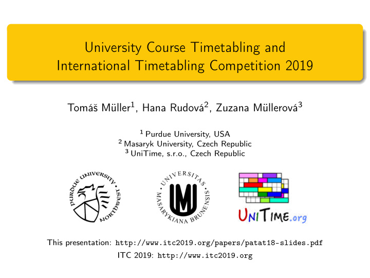 university course timetabling and international