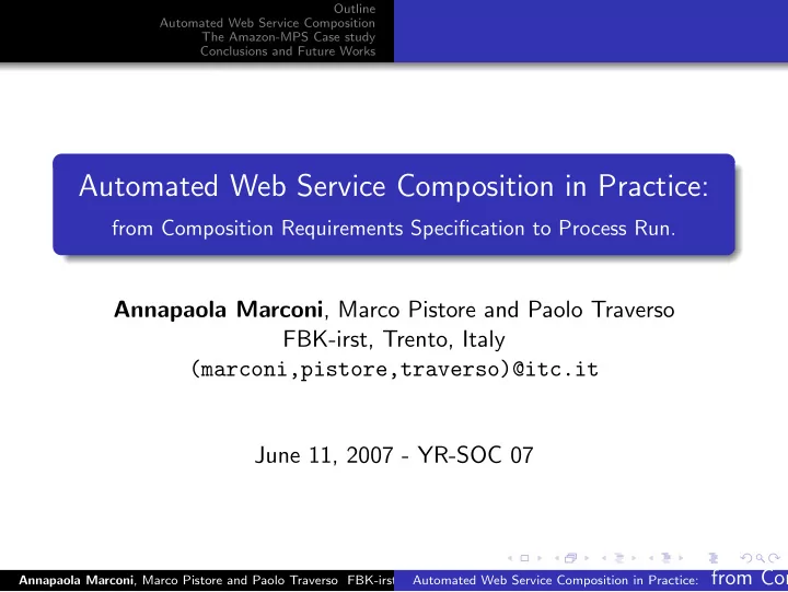 automated web service composition in practice