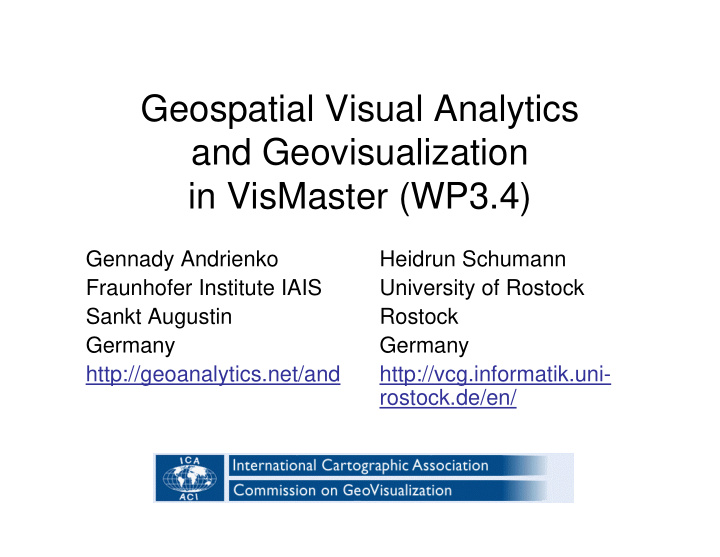 geospatial visual analytics and geovisualization in