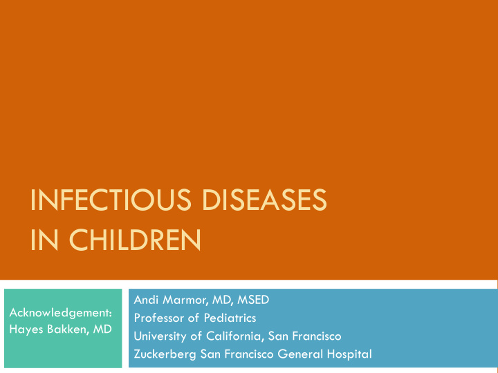infectious diseases in children