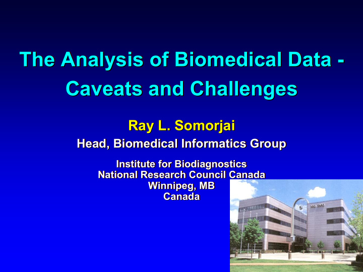 the analysis of biomedical data the analysis of
