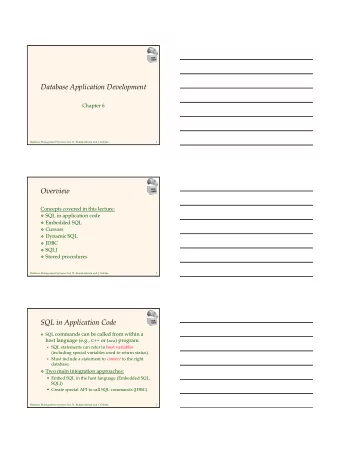 Database Application Development  Chapter 6  Database Management Systems 3ed,  R. Ramakrishnan and