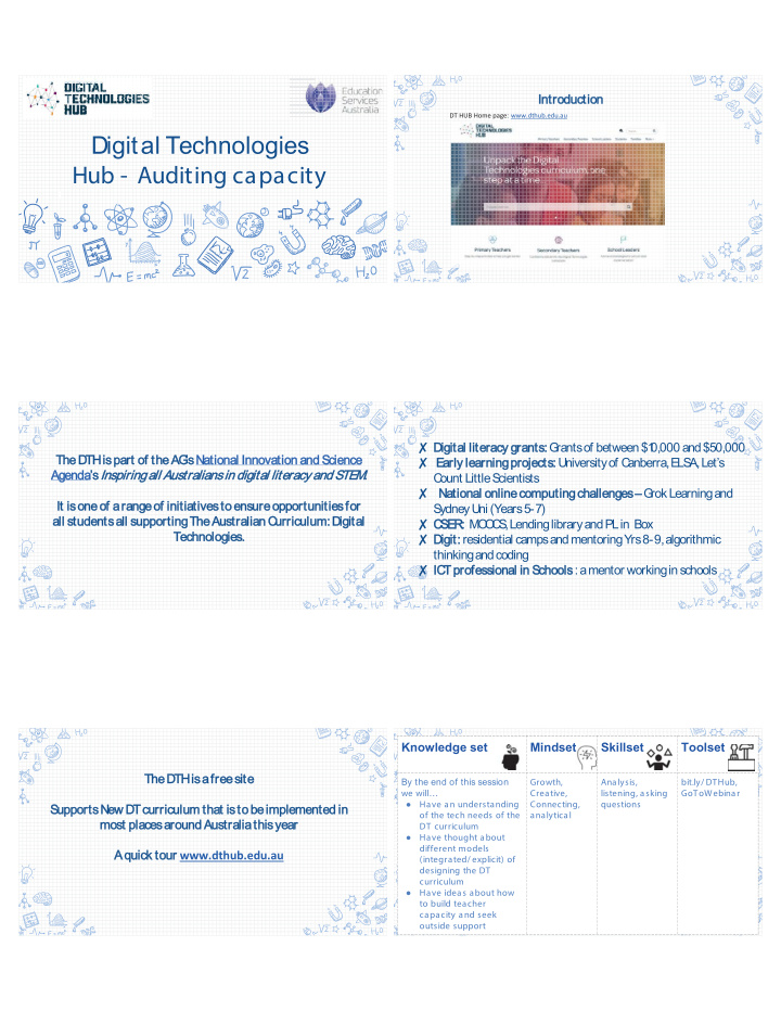 digital technologies hub auditing capacity