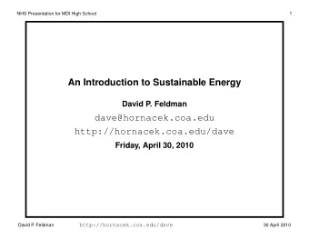 dave@hornacek.coa.edu  http://hornacek.coa.edu/dave  Friday, April 30, 2010