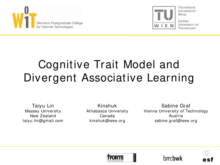 cognitive trait model and divergent associative learning