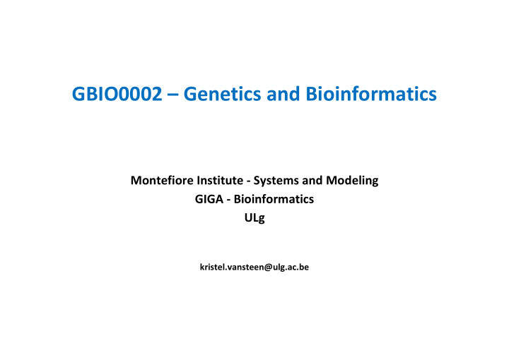 gbio0002 genetics and bioinformatics