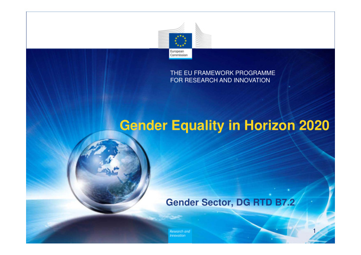gender equality in horizon 2020