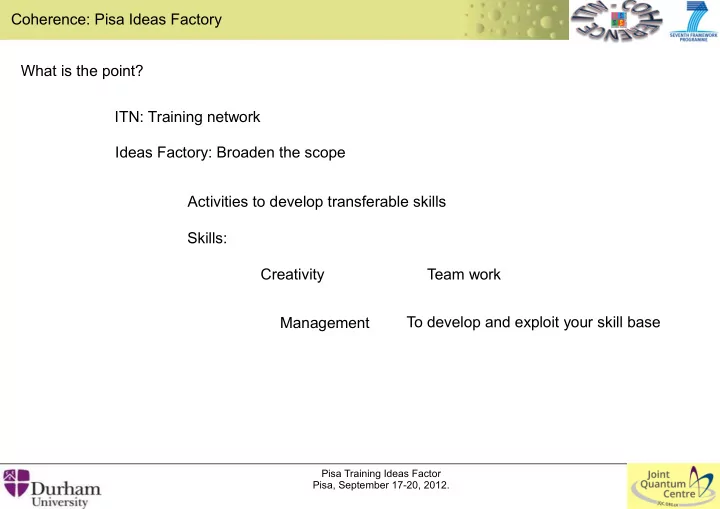coherence pisa ideas factory what is the point itn