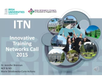 ITN  Innovative  Training  Networks Call  2015  Dr. Jennifer Brennan  NCP &amp; ND  Marie