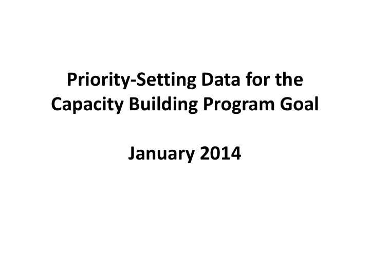 priority setting data for the capacity building program