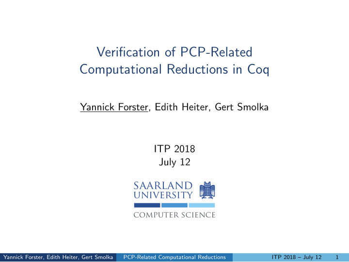 verification of pcp related computational reductions in