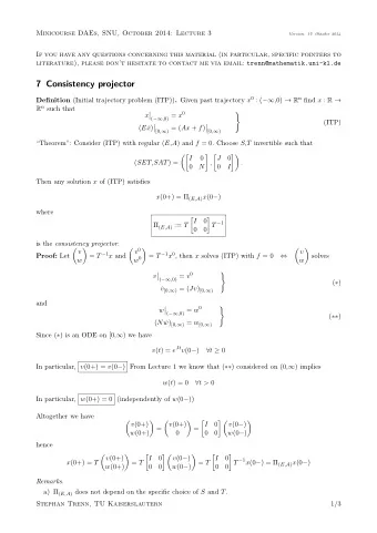 7 Consistency projector Definition (Initial trajectory problem (ITP)) . Given past trajectory x 0 :