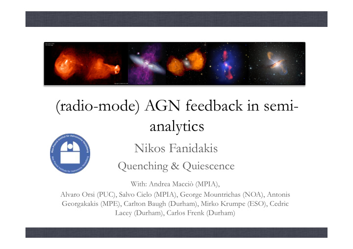 radio mode agn feedback in semi analytics