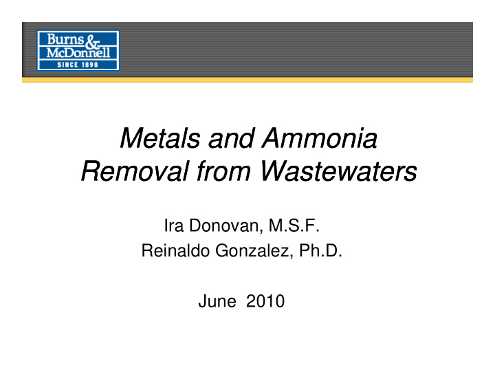 metals and ammonia metals and ammonia removal from