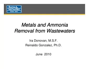 Metals and Ammonia  Metals and Ammonia  Removal from Wastewaters  Removal from Wastewaters  Removal