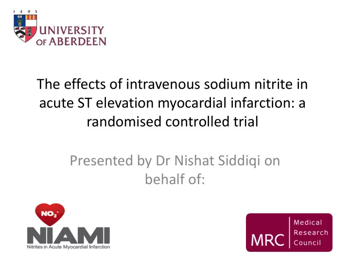 presented by dr nishat siddiqi on