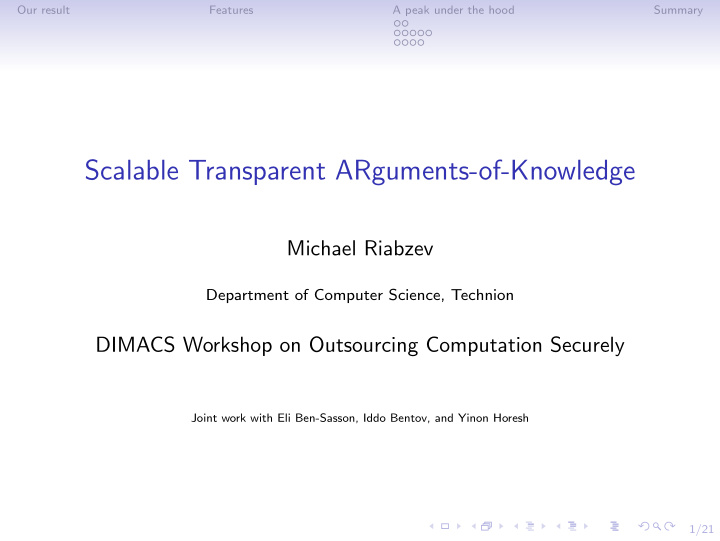 scalable transparent arguments of knowledge
