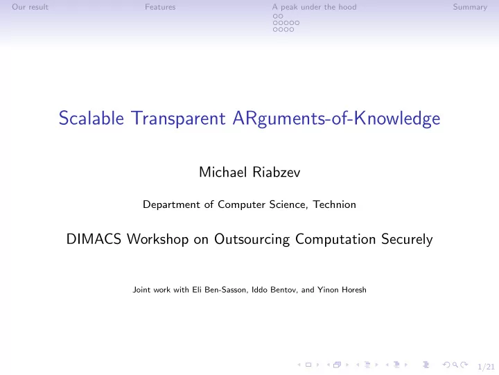 scalable transparent arguments of knowledge