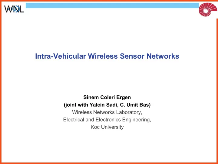 intra vehicular wireless sensor networks