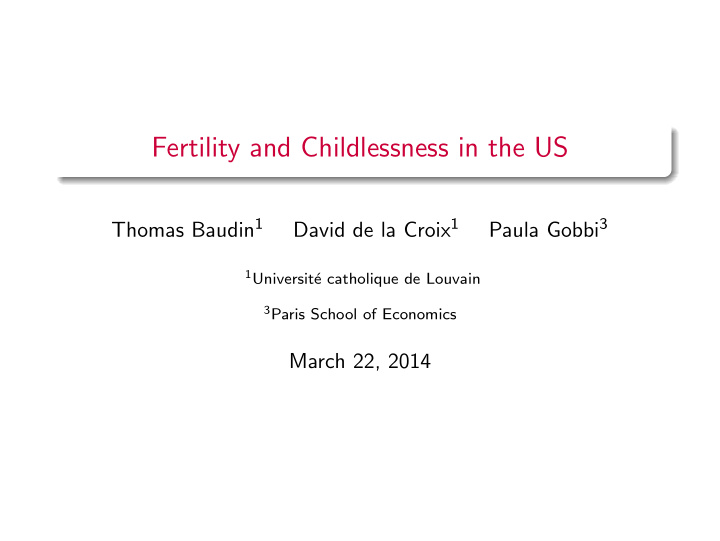 fertility and childlessness in the us