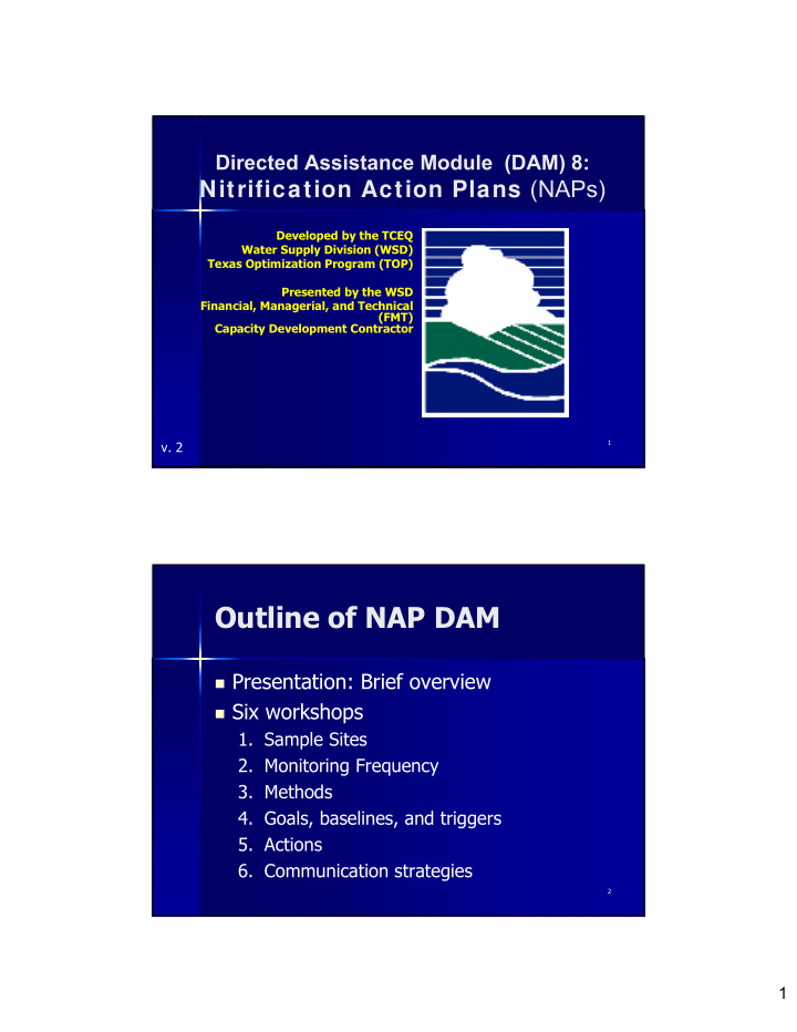 outline of nap dam