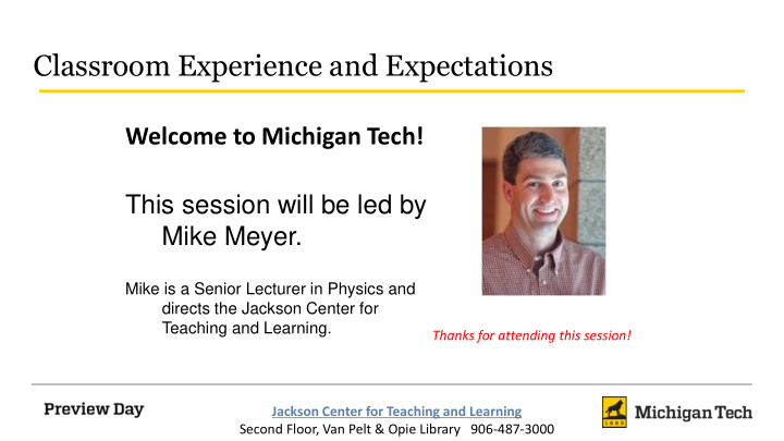classroom experience and expectations
