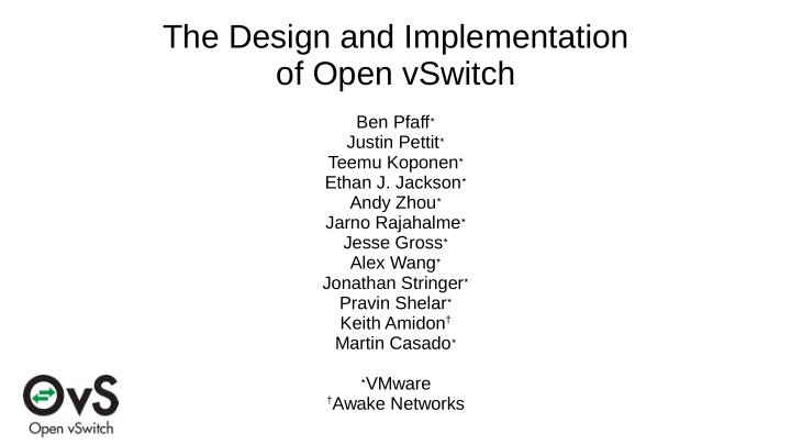 the design and implementation of open vswitch