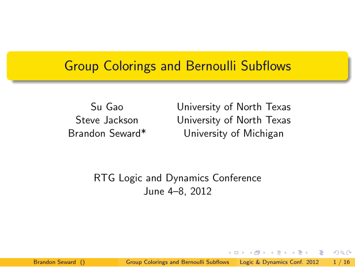 group colorings and bernoulli subflows