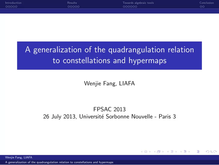 a generalization of the quadrangulation relation to
