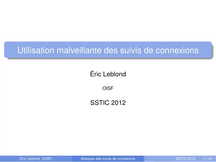 utilisation malveillante des suivis de connexions