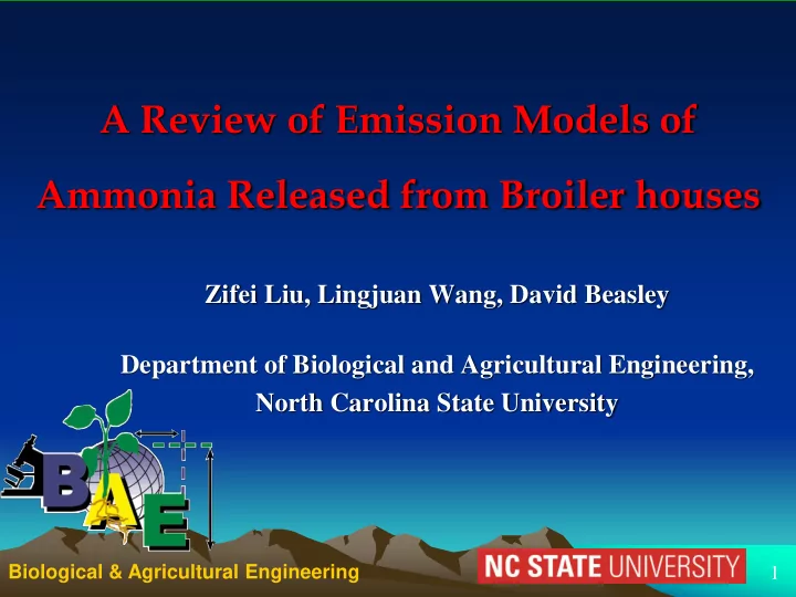 ammonia released from broiler houses