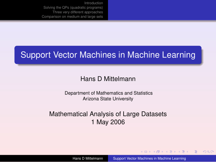 support vector machines in machine learning
