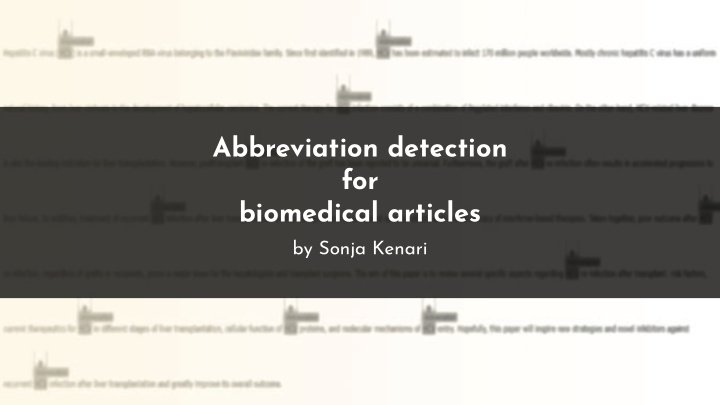 abbreviation detection for biomedical articles